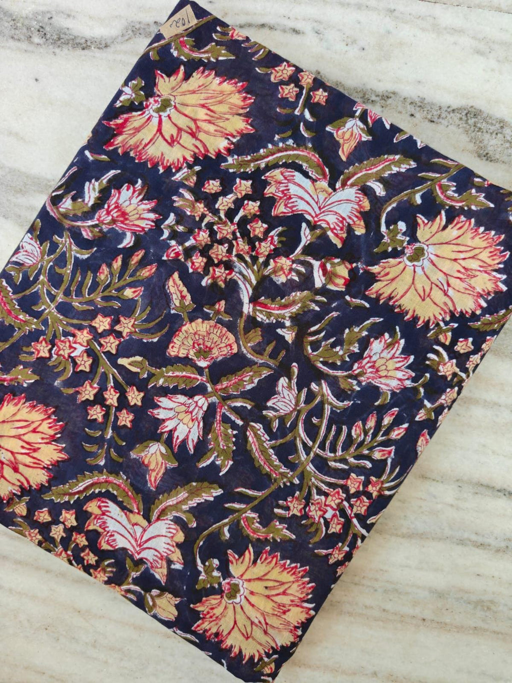 Soft Cotton Navy Blue Floral Fabric, Hand Block Print Indian Fabric, Boho Indigo Flower Textile, Quilting Sewing Cotton By The Yard, Napkins