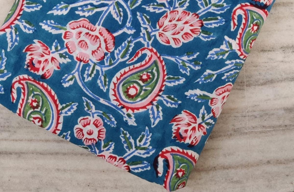 Indian Hand Block Print Fabric, Floral 100% Cotton Quilting Fabric By The Yard, Handmade Fabric, Loose Running Fabric, Textile Fabric, Gifts