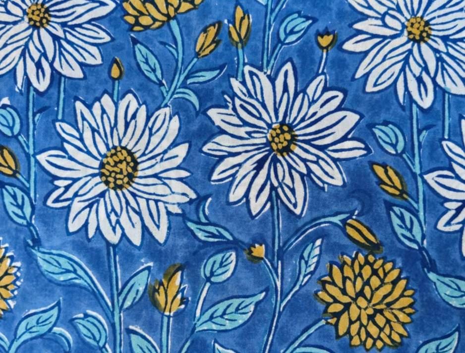 Soft Cotton, Indian Hand Block Print Fabric, Floral 100% Cotton Fabric By The Yard, Fabric for Loose Running, Dress Making, Textile Fabric