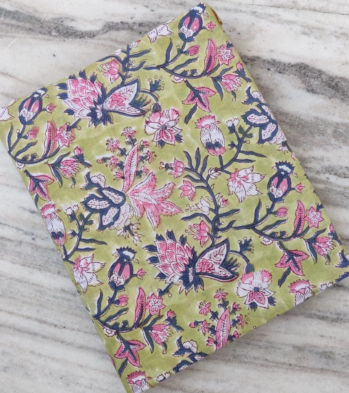 Soft Cotton, Indian Hand Block Print Fabric, Floral 100% Cotton Fabric By The Yard, Fabric for Loose Running, Dress Making, Textile Fabric