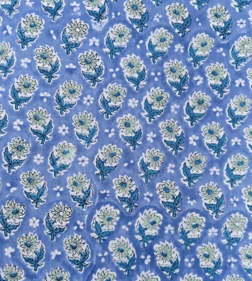 Multi Color Desinger Fabric, Hand Block Print Fabric, Floral 100% Cotton Fabric By The Yard, Dressmaking Fabric, Loose Running Fabric
