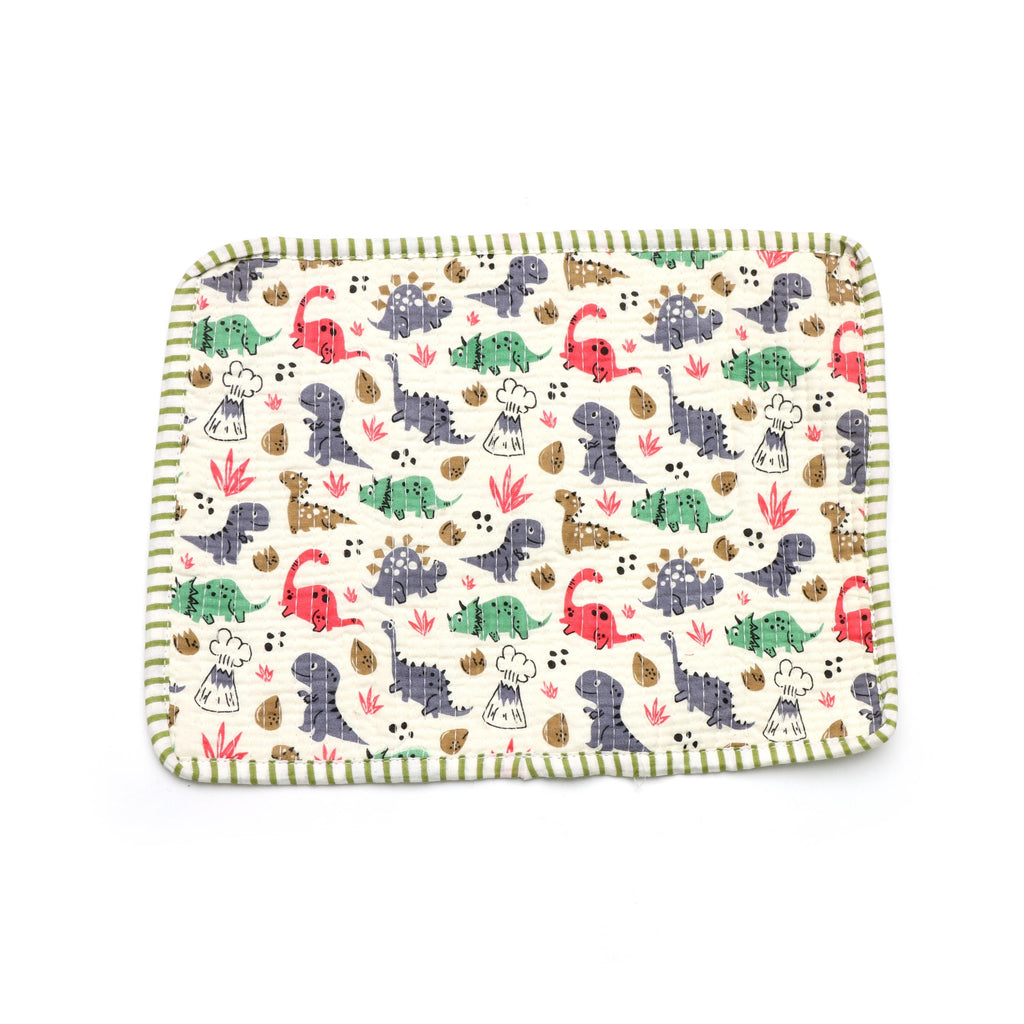 Dinosaur Quilted Placemats Set, Kids Cotton Table Mats, Cute Dino Dining Decor, Indian Elephant Print Mini Placement, Personalised Gifts
