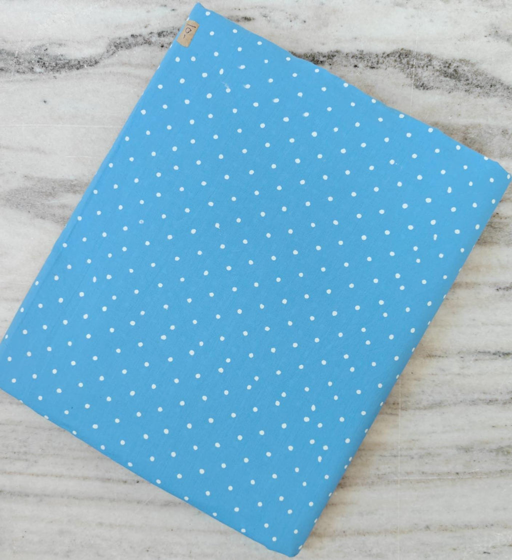 Blue Polka Dot Cotton Fabric, White Dots on Sky Blue, Quilting Fabric, Sewing Material, Craft Fabric, Dressmaking Cotton, Cute Minimal Print