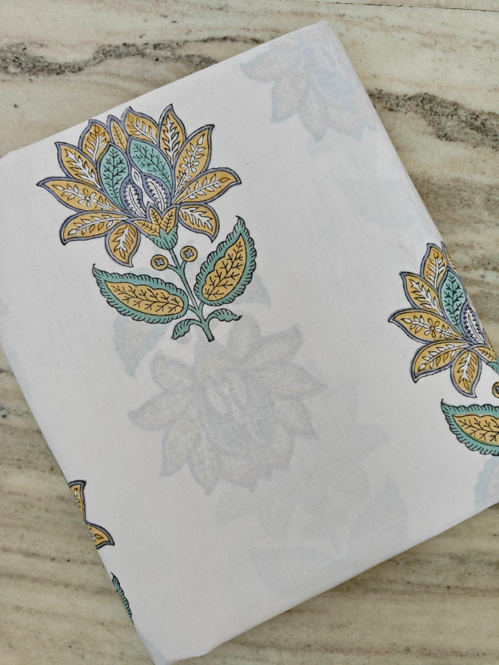 Blue Floral Cotton Fabric, Indian Block Print Fabric, Small Buti Print Cotton, Soft Lightweight Dressmaking Fabric, Quilting Craft Textile