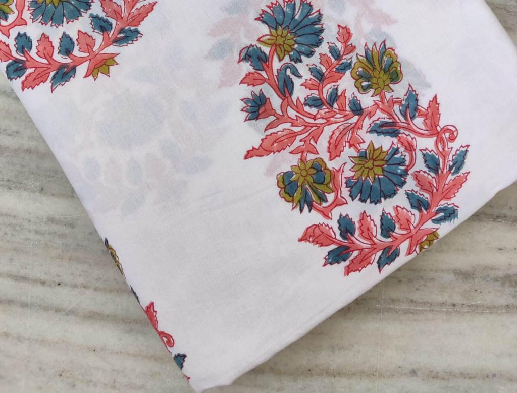 Indian Hand Block Print Fabric, Floral 100% Cotton Quilting Fabric By The Yard, Handmade Fabric, Loose Running Fabric, Textile Fabric, Gifts