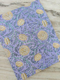 Lavender Floral Cotton Fabric, Yellow Hand Block Print Fabric, Indian Cotton Textile, Soft Floral Yardage, Dressmaking Quilting Craft Fabric