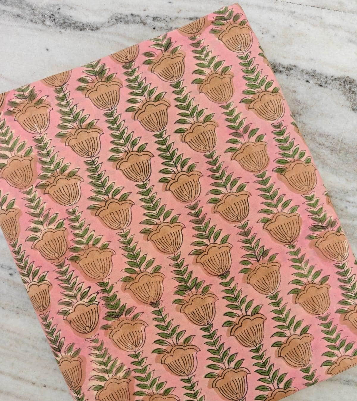 Pink Floral Block Print Cotton Fabric, Hand Block Printed Fabric by Yard, Soft Cotton Textile for Dress,  Craft Fabric Bulk Fabric Available