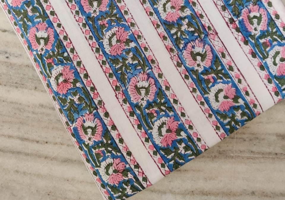 Multi Color Block Print Fabric, Floral 100% Cotton Quilting Fabric By The Yard, Fabric For Dress Making, Fabric Pillow, Personlized Dress