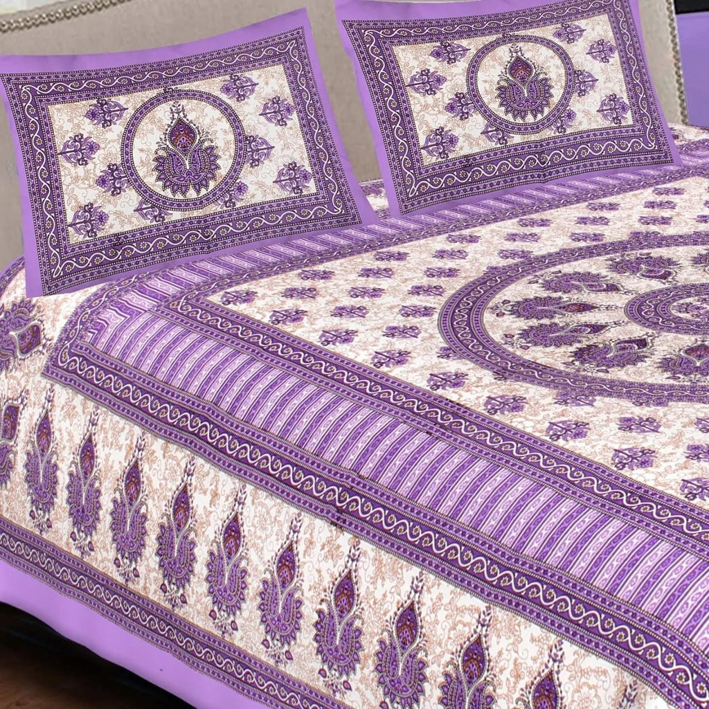 Queen Size Cotton Bedsheet, Double Bedsheet, Hand Block Prined Bedsheet With 2 Pillow Covers, Boho Soft Bedsheet, Handmade Bedsheet Set