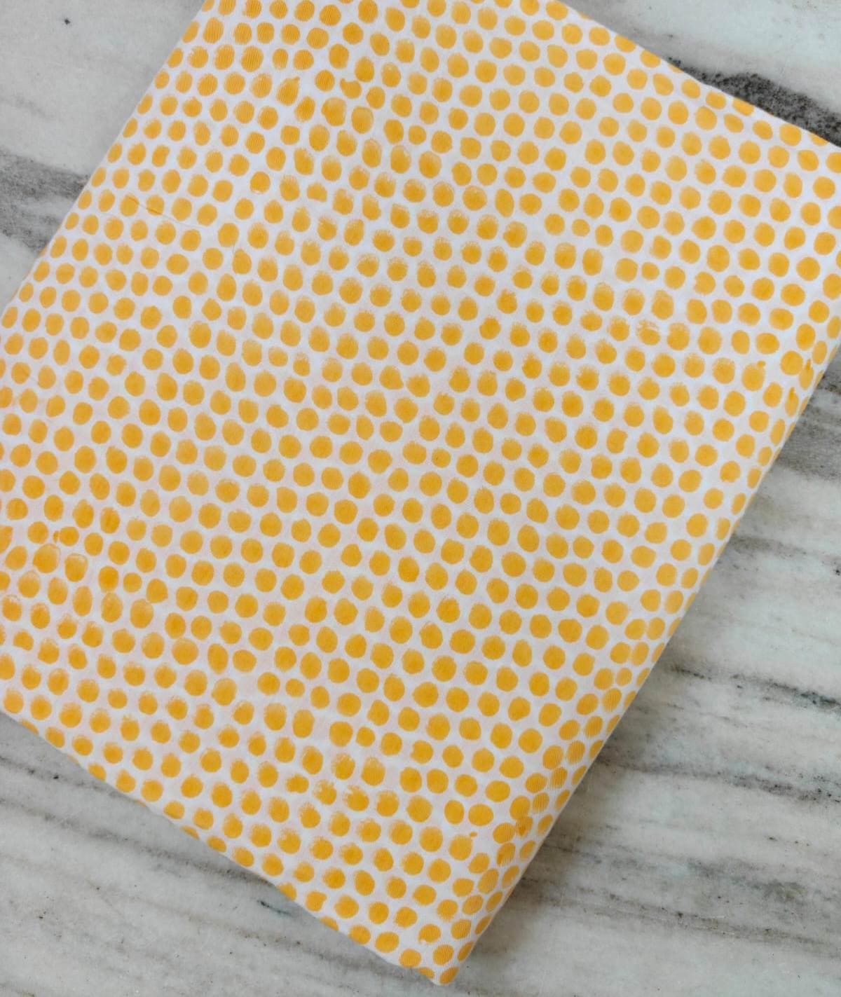 Yellow Polka Dot Cotton Fabric, Mustard Dot Print Fabric, White Base Printed Cotton, Quilting Sewing Fabric, Dressmaking Material by Yard
