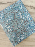 Blue Floral Cotton Fabric by the Yard, Indian Hand Block Print Cotton, Vintage Boho Floral Sewing Fabric, Quilting Dressmaking