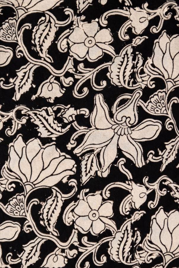 Black White Floral Cotton Fabric | Hand Block Print Fabric | Indian Botanical Cotton | Sewing Quilting Craft Fabric | Home Decor Textile