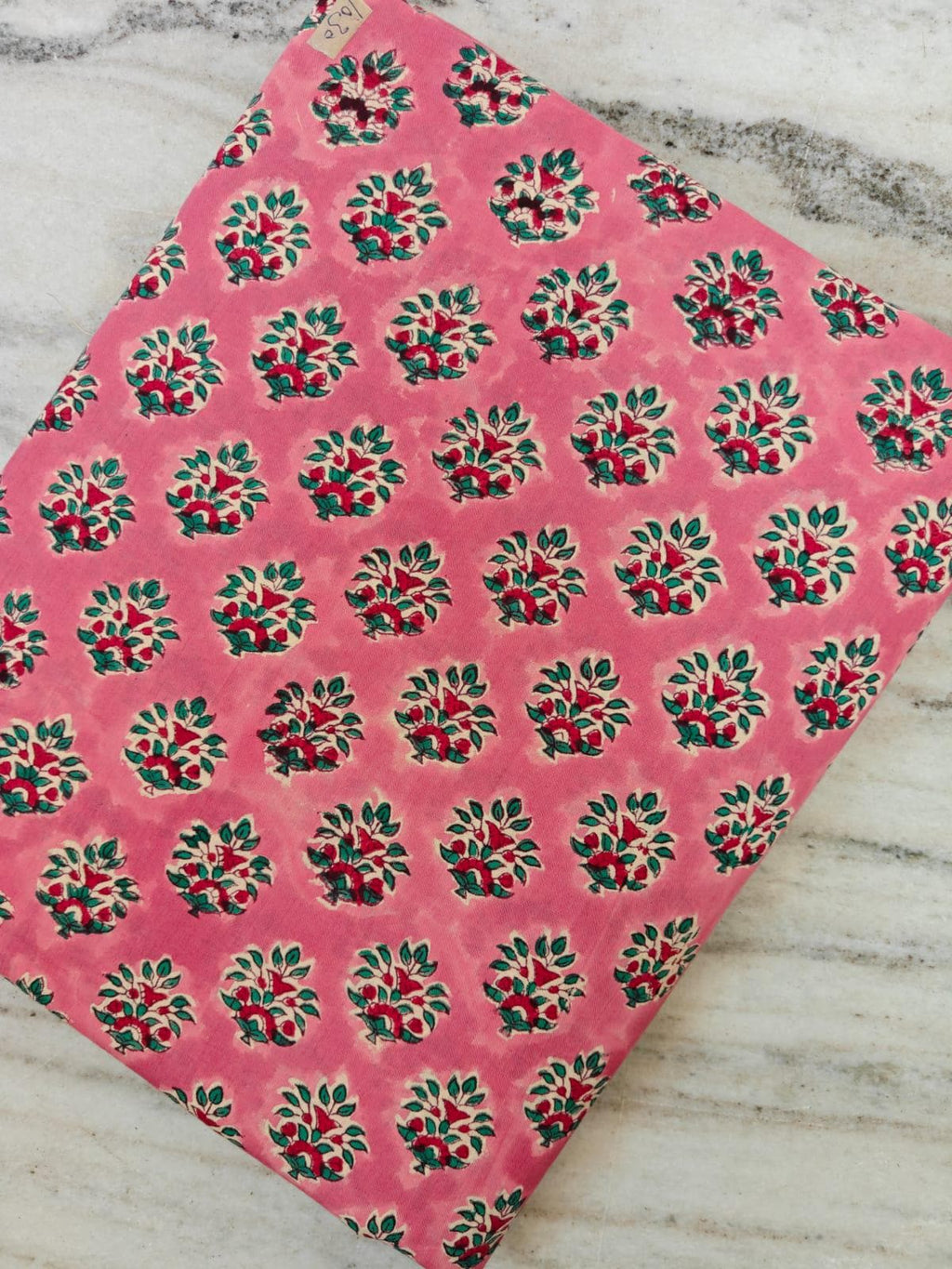 Pink Floral Cotton Fabric, Hand Block Print Fabric, Indian Cotton Yardage, Small Buti Print Fabric, Soft Lightweight Craft Sewing Fabric