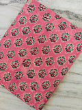 Pink Floral Cotton Fabric, Hand Block Print Fabric, Indian Cotton Yardage, Small Buti Print Fabric, Soft Lightweight Craft Sewing Fabric