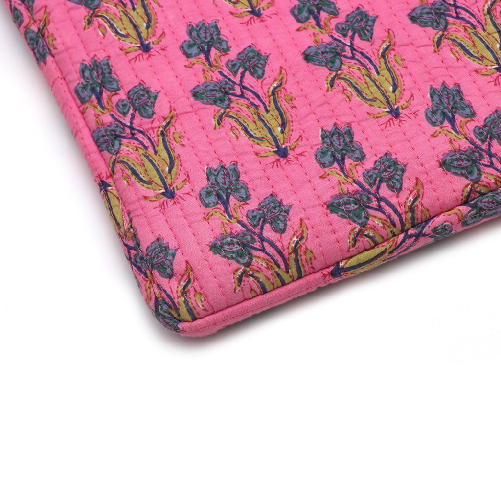 Handmade Quilted Laptop Bag | Floral Fabric Office Tote | Cotton Carry Bag with Handles | Zipper Work Bag | Gift for Women | Gift For Her