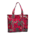 Handmade Quilted Cotton Tote Bag, Pink Jungle Print Shoulder Bag, Large Everyday Tote, Animal Print Market Bag Travel Shopper Gift for Women