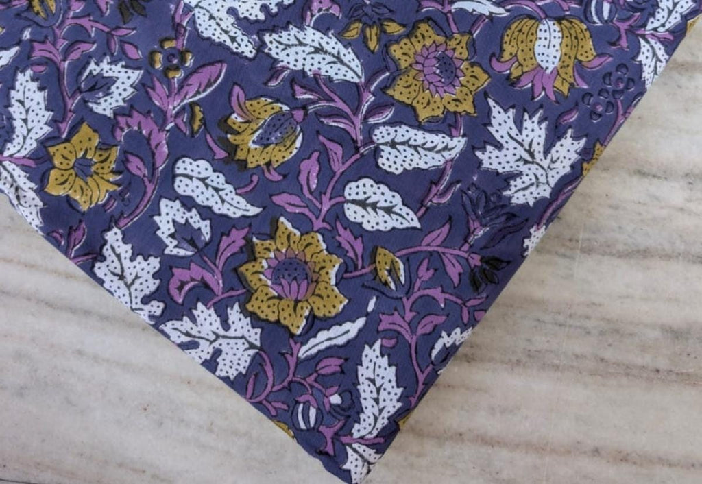 Indian Hand Block Print Fabric, Floral 100% Cotton Quilting Fabric By The Yard, Fabric For Dress Making, Loose Running Fabric, Napkin Fabric