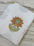 Hand Block Print Cotton Fabric, Indian Floral Cotton Fabric, Natural Cotton Yardage, Floral Block Print Fabric, Quilting Soft Cotton Textile
