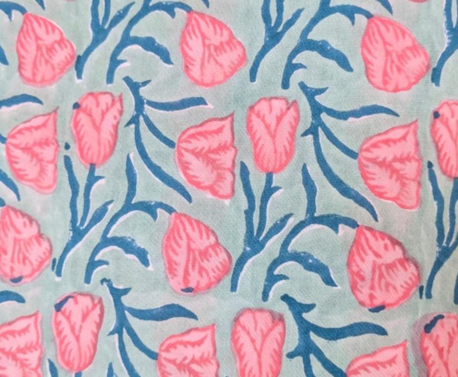 Indian Hand Block Print Fabric, Floral 100% Cotton Quilting Fabric By The Yard, Fabric For Dress Making, Loose Running Fabric, Napkin Fabric