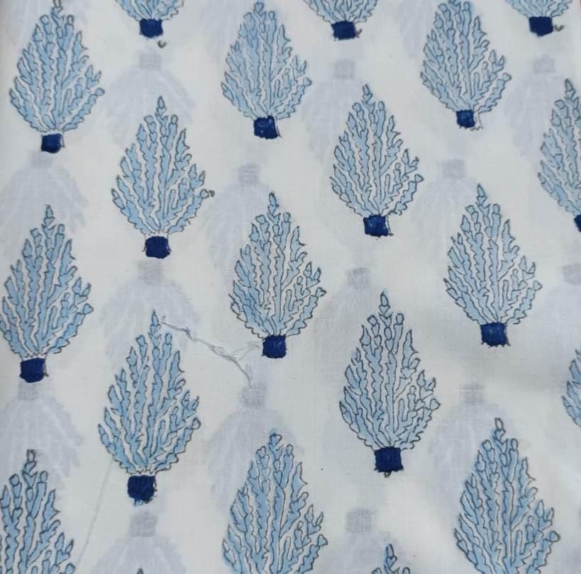 Soft Cotton, Indian Hand Block Print Fabric, Floral 100% Cotton Fabric By The Yard, Fabric for Loose Running, Dress Making, Textile Fabric