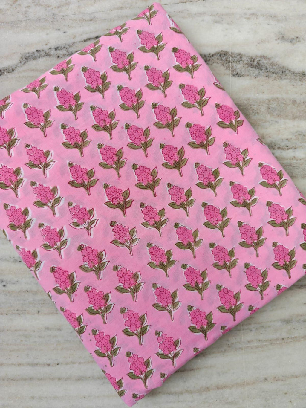 Pink Floral Cotton Fabric, Pink Color Hand Block Print Fabric By The Yard, Indian Soft Cotton for Quilting, Dressmaking, Sewing & Crafts