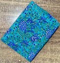 Teal Blue Floral Printed Cotton Cloth, Indian Hand Block Soft Lightweight Sewing Fabric for Dressmaking, Running Cotton Fabric by Yard, Gift