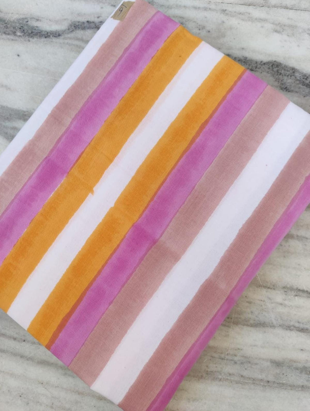 Multicolor Stripe Cotton Fabric | Pink Orange White Striped Print | Indian Soft Cotton by the Yard | Sewing, Quilting, Dressmaking Material