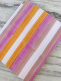 Multicolor Stripe Cotton Fabric | Pink Orange White Striped Print | Indian Soft Cotton by the Yard | Sewing, Quilting, Dressmaking Material