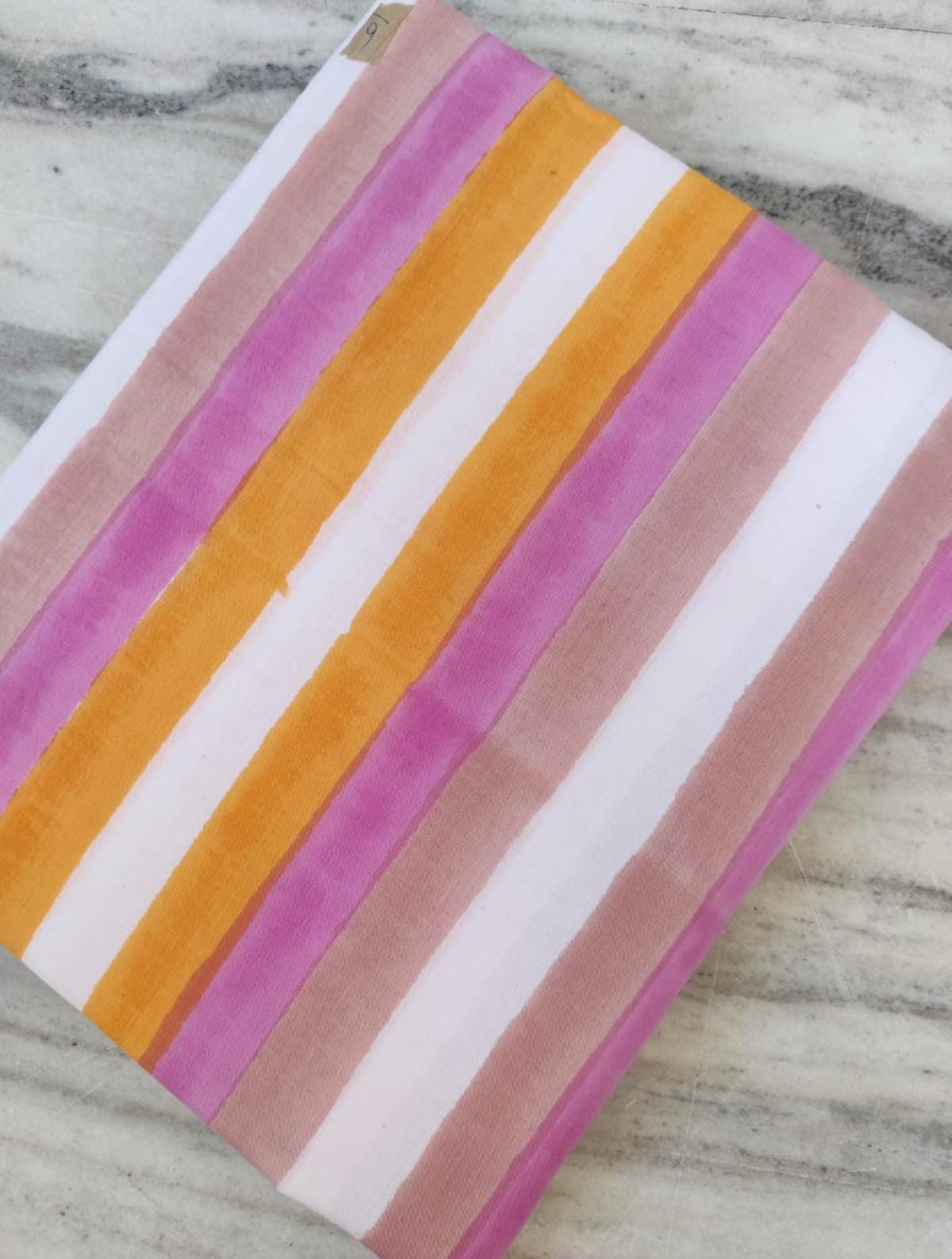Multicolor Stripe Cotton Fabric | Pink Orange White Striped Print | Indian Soft Cotton by the Yard | Sewing, Quilting, Dressmaking Material