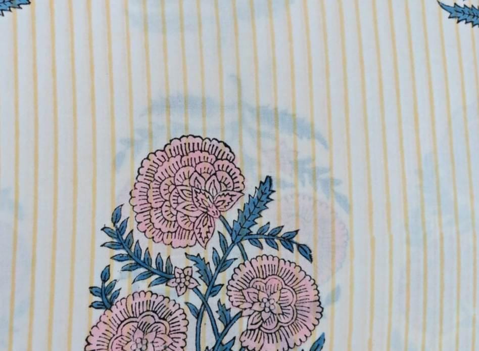 Soft Cotton, Indian Hand Block Print Fabric, Floral 100% Cotton Fabric By The Yard, Fabric for Loose Running, Dress Making, Textile Fabric