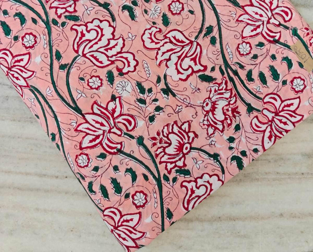 Pink Floral Cotton Fabric, Soft Printed Fabric Sewing, Dressmaking & Quilting, Botanical Flower Pattern Material, Craft Fabric by the Yard