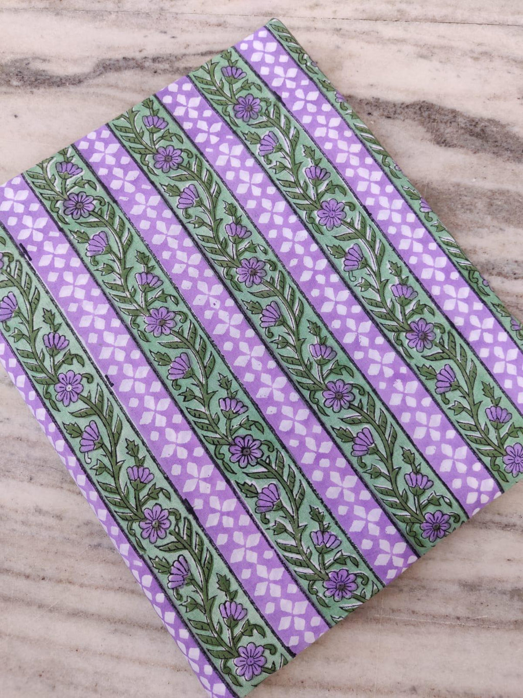 Lilac Stripe Cotton Fabric by the Yard, Hand Block Print Floral Fabric, Indian Cotton for Quilting, Sewing, Crafts & Dressmaking Gift Fabric