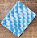 Blue White Striped Cotton Fabric | Hand Block Print Indian Cotton | Natural Cotton Fabric for Sewing Quilting | Wooden Background | Napkins