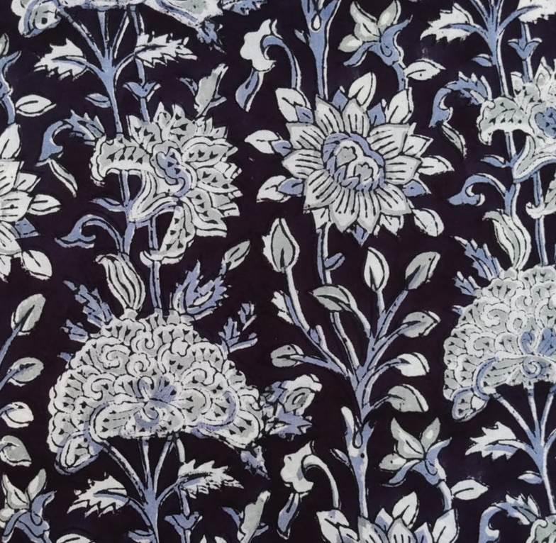 Indian Hand Block Print Fabric, Floral 100% Cotton Quilting Fabric By The Yard, Fabric For Dress Making, Loose Running Fabric, Napkin Fabric