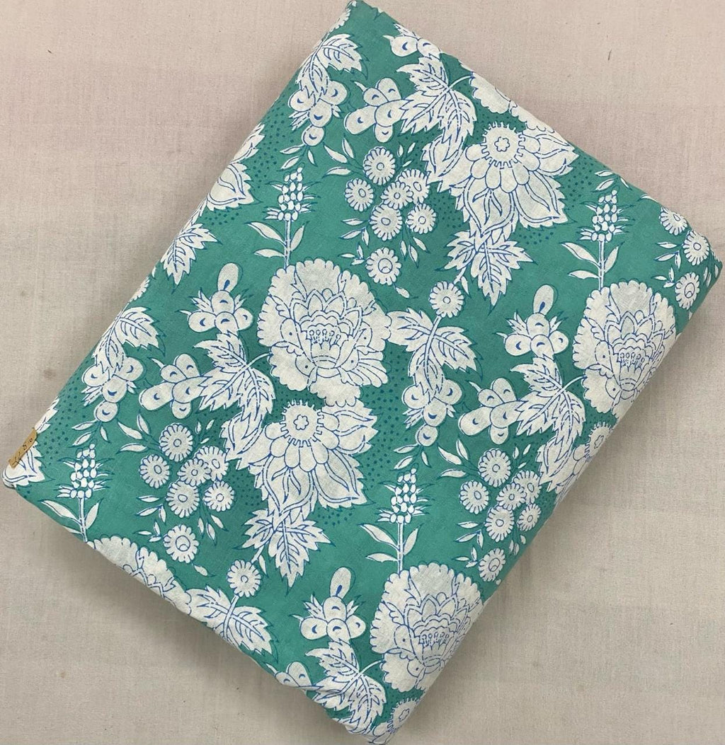 Indian Hand Block Print Fabric, Floral 100% Cotton Quilting Fabric By The Yard, Fabric For Dress Making, Loose Running Fabric, Napkin Fabric
