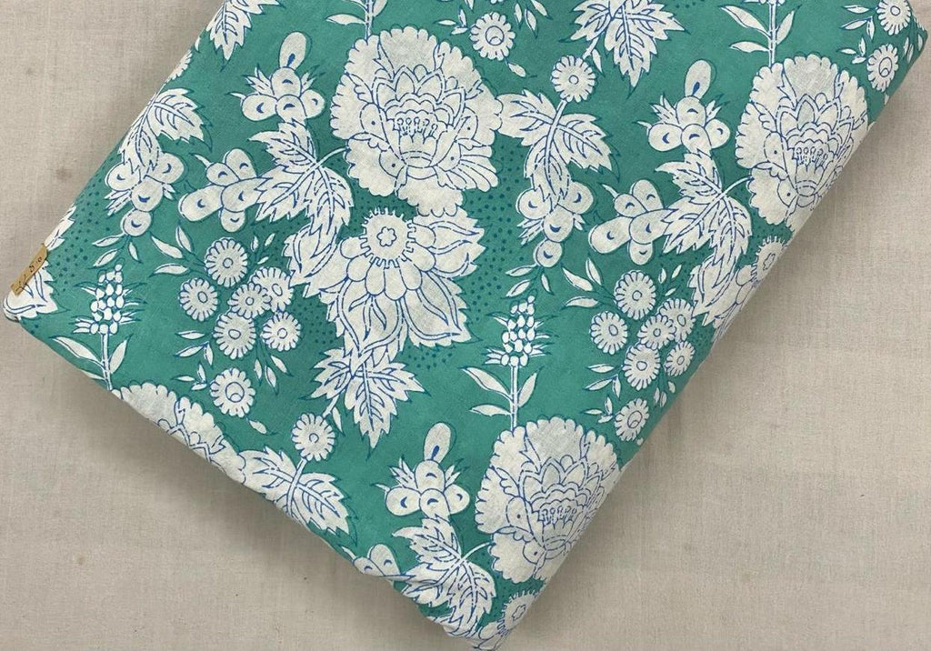 Indian Hand Block Print Fabric, Floral 100% Cotton Quilting Fabric By The Yard, Fabric For Dress Making, Loose Running Fabric, Napkin Fabric