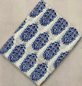 Indian Hand Block Print Fabric, Blue and White Floral 100% Cotton Quilting Fabric By The Yard, Fabric For Dress Making, Loose Running Fabric