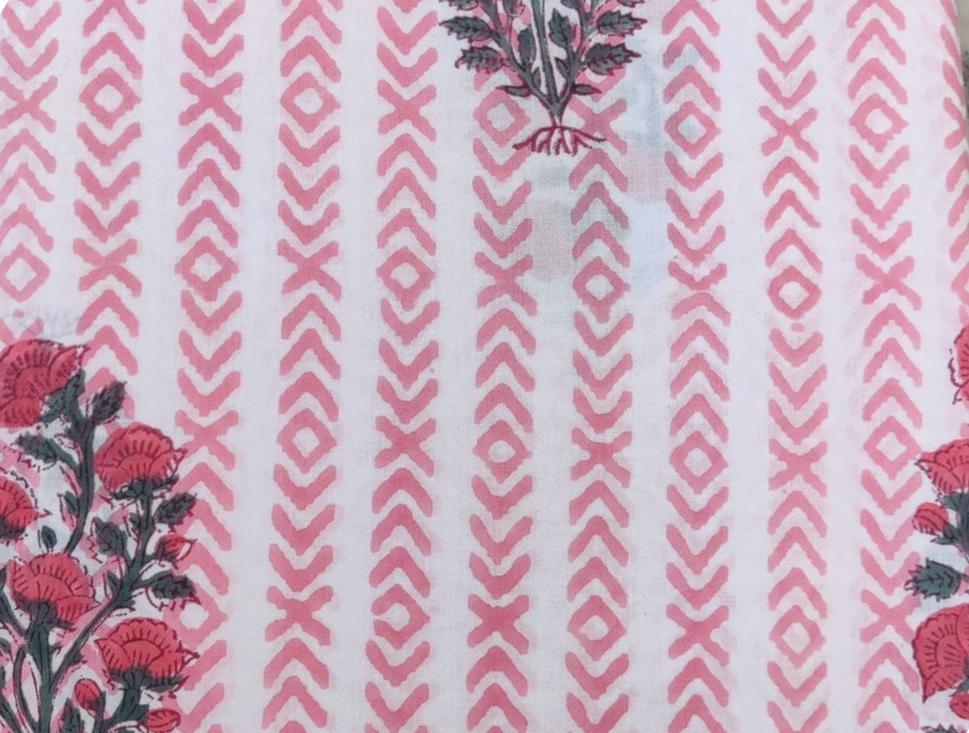Indian Hand Block Print Fabric, Floral 100% Cotton Quilting Fabric By The Yard, Fabric For Dress Making, Loose Running Fabric, Napkin Fabric