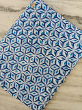 Blue Geometric Cotton Fabric by Yard, Indigo Cube Print Cotton, Lightweight Fabric for Sewing, Quilting, Dressmaking & DIY Projects, Napkins