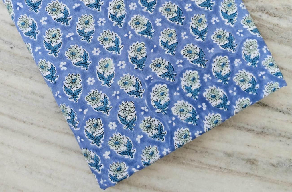 Multi Color Desinger Fabric, Hand Block Print Fabric, Floral 100% Cotton Fabric By The Yard, Dressmaking Fabric, Loose Running Fabric
