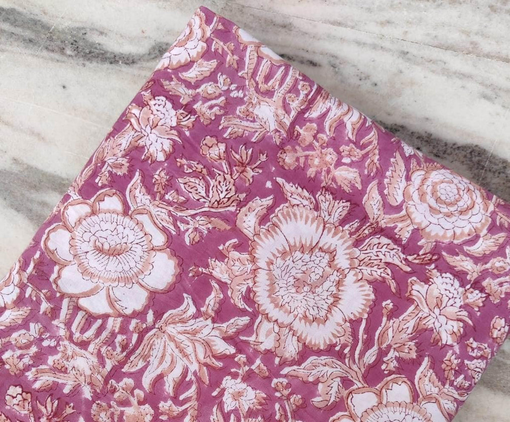Indian Hand Block Print Fabric, Floral 100% Cotton Quilting Fabric By The Yard, Fabric For Dress Making, Loose Running Fabric, Napkin Fabric