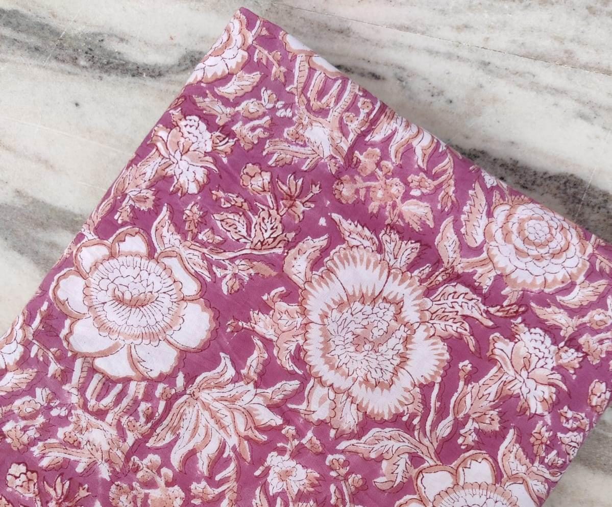 Indian Hand Block Print Fabric, Floral 100% Cotton Quilting Fabric By The Yard, Fabric For Dress Making, Loose Running Fabric, Napkin Fabric
