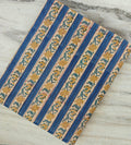 Blue Striped Floral Block Print Cotton Fabric, Indian Hand Block Print Fabric by Yard Boho Floral Stripe Cotton, Natural Cotton Dress Fabric