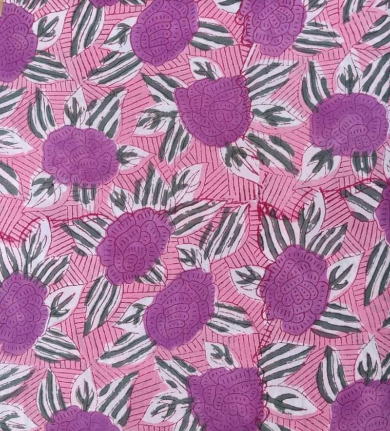 Indian Hand Block Print Fabric, Floral 100% Cotton Quilting Fabric By The Yard, Fabric For Dress Making, Loose Running Fabric, Napkin Fabric