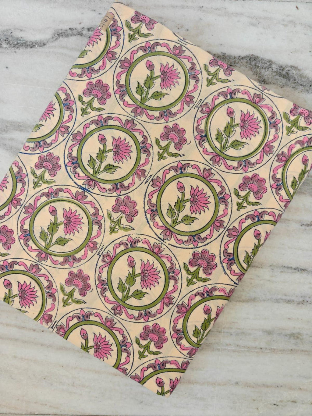 Pink Floral Block Print Cotton Fabric, Indian Hand Block Printed Fabric, Boho Flower Fabric by the Yard Quilting Cotton, Soft Cotton Textile