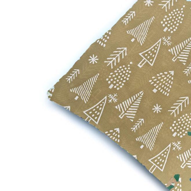 Beige Christmas Tree Cushion Cover, Hand Block Print Cotton Pillow Case, Festive Holiday Decor, Neutral Throw Pillow Farmhouse Cushion Cover