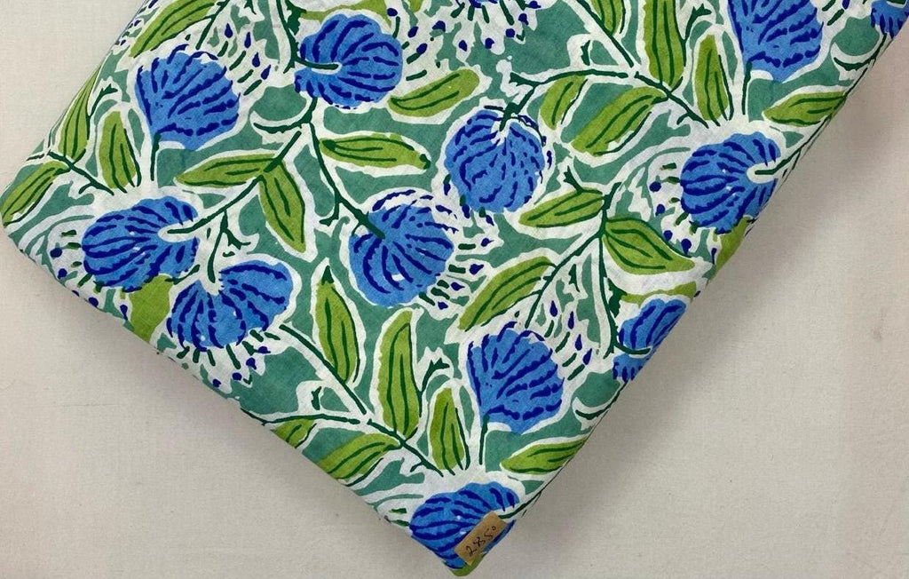 Soft Cotton, Indian Hand Block Print Fabric, Floral 100% Cotton Fabric By The Yard, Fabric for Loose Running, Dress Making, Textile Fabric