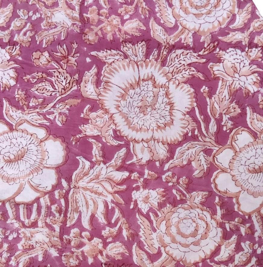 Indian Hand Block Print Fabric, Floral 100% Cotton Quilting Fabric By The Yard, Fabric For Dress Making, Loose Running Fabric, Napkin Fabric