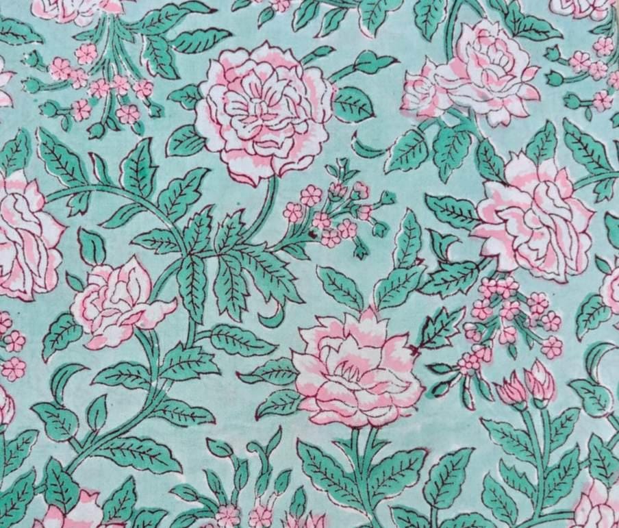 Green Floral Cotton Fabric, 100% Soft Printed Cotton by the Yard, Quilting, Sewing, Dressmaking, Textile Fabric, Loose Running Fabric