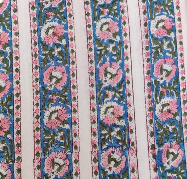 Multi Color Block Print Fabric, Floral 100% Cotton Quilting Fabric By The Yard, Fabric For Dress Making, Fabric Pillow, Personlized Dress